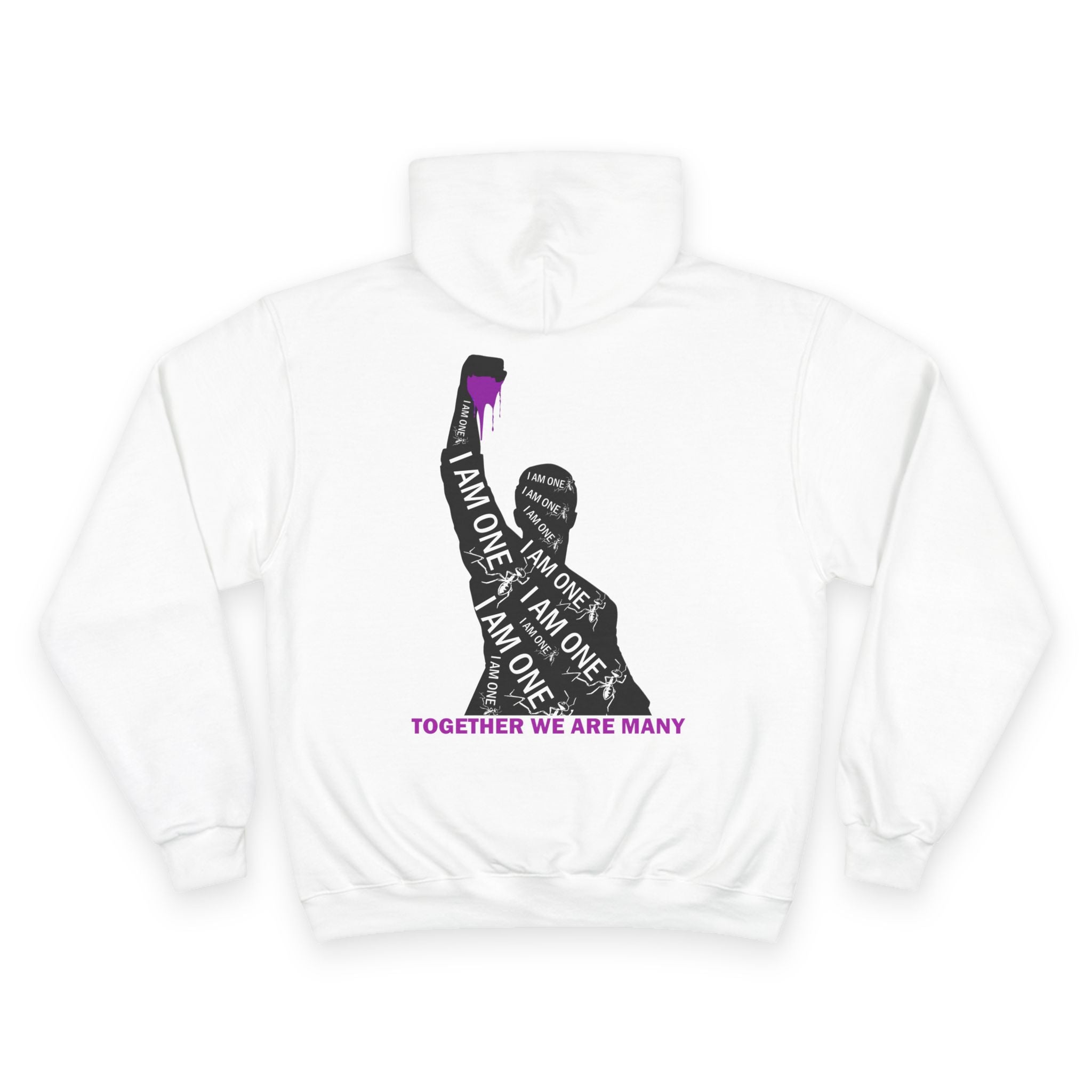 Champion Hoodie — "I AM ONE" Solidarity Hoodie with Raised Fist Graphic