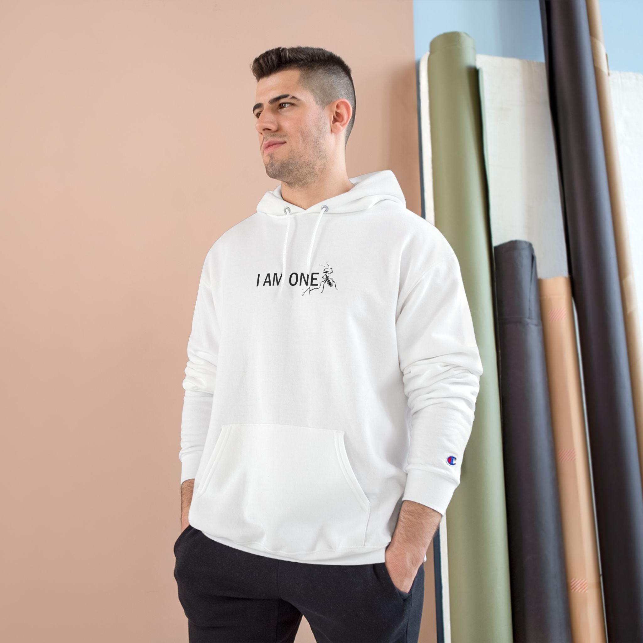 Champion Hoodie — "I AM ONE" Solidarity Hoodie with Raised Fist Graphic