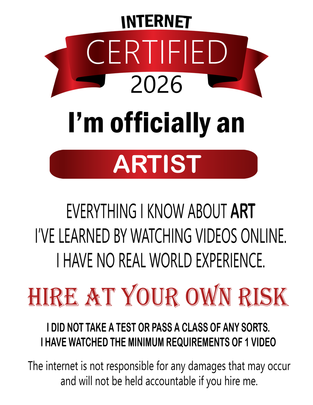 Certified Artist T-Shirt – Funny ‘I’m Officially an Artist’ Crew Tee