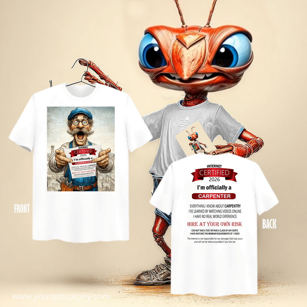 Carpenter Certified 2026 T-Shirt — "I'm officially a Carpenter" Crew Tee