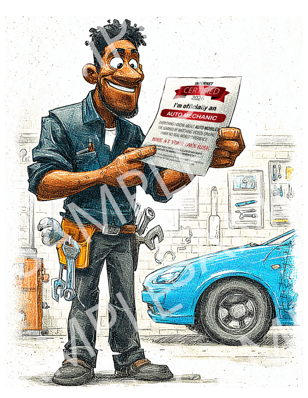 Auto Mechanic T-Shirt — ‘I’m Officially an Auto Mechanic’ Certificate Tee