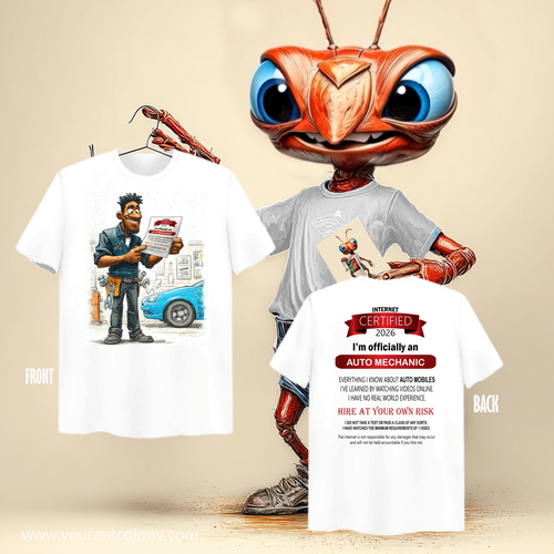 Auto Mechanic T-Shirt — ‘I’m Officially an Auto Mechanic’ Certificate Tee