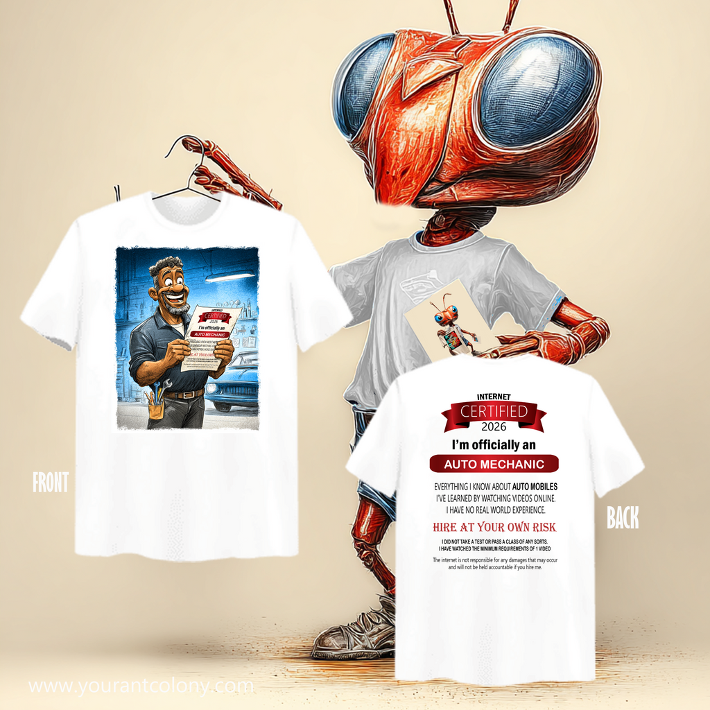 Auto Mechanic Tee — 'Certified 2026 I'm Officially an Auto Mechanic' Garage Worker Shirt