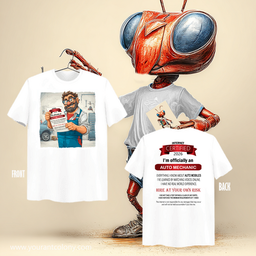 Auto Mechanic T-Shirt – 'Certified 2026 I'm Officially an Auto Mechanic' Crew Tee