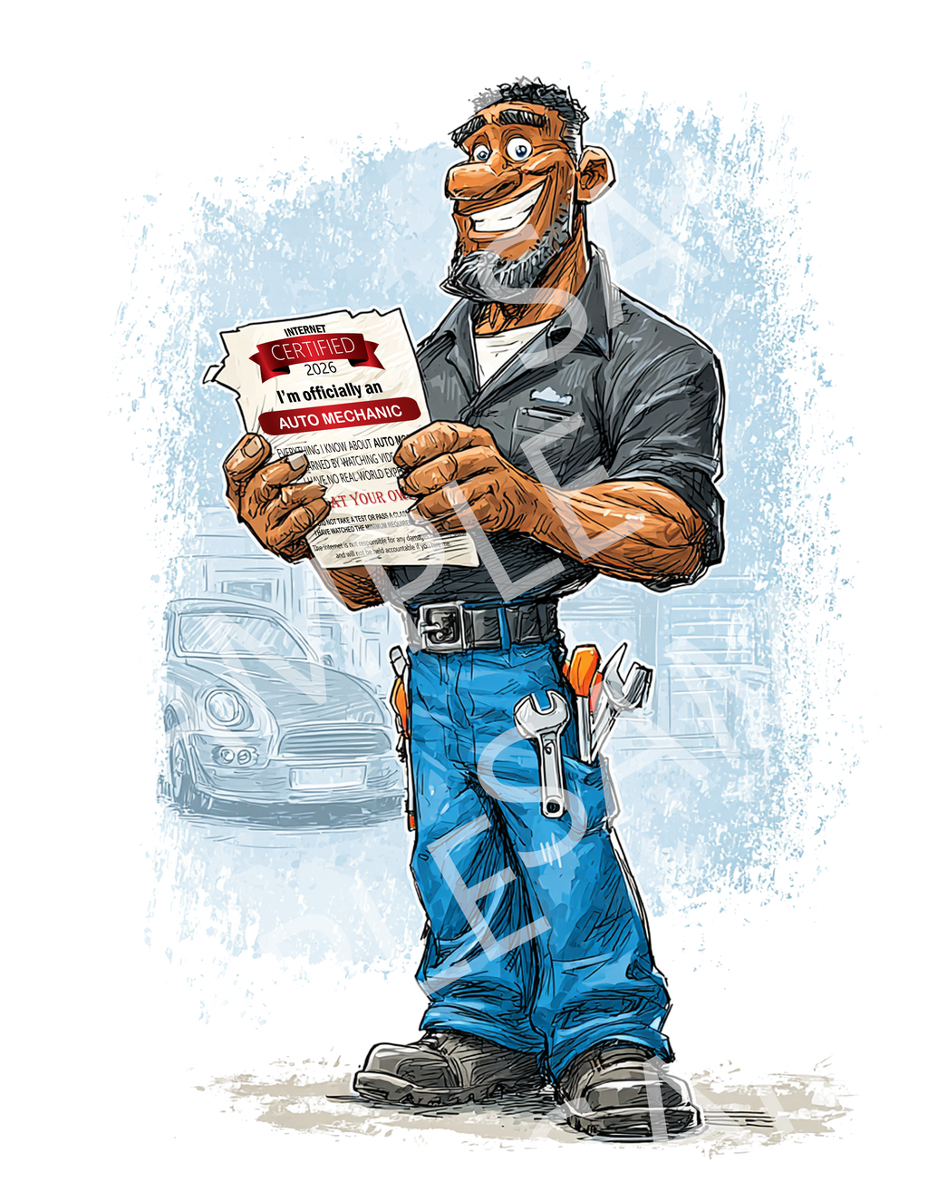 Auto Mechanic T-Shirt — "I'm Officially an Auto Mechanic" Crew Tee