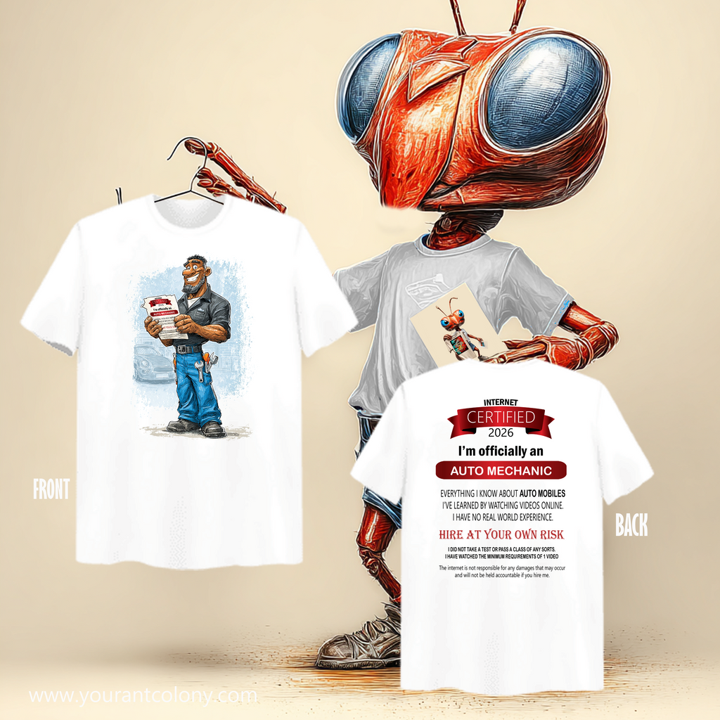 Auto Mechanic T-Shirt — "I'm Officially an Auto Mechanic" Crew Tee