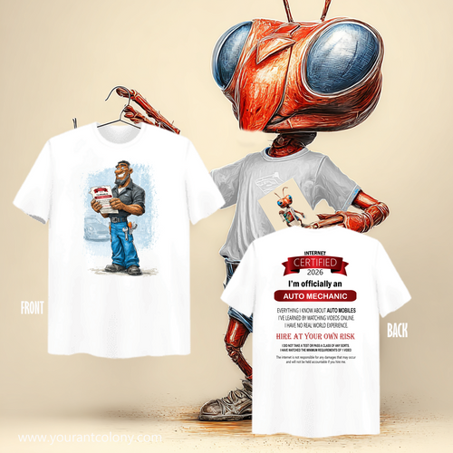 Auto Mechanic T-Shirt — "I'm Officially an Auto Mechanic" Crew Tee