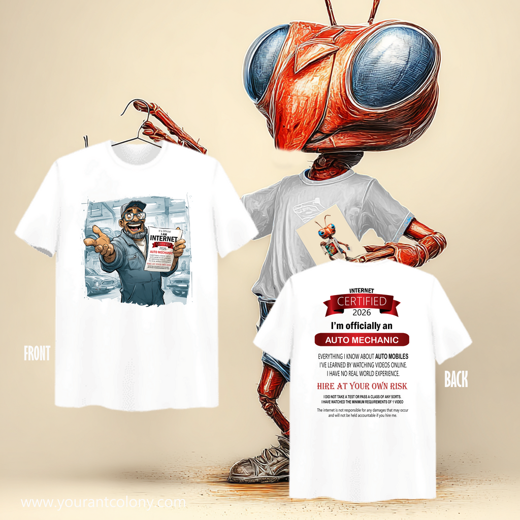 Internet Certified Auto Mechanic T‑Shirt — Funny Mechanic Gift Tee