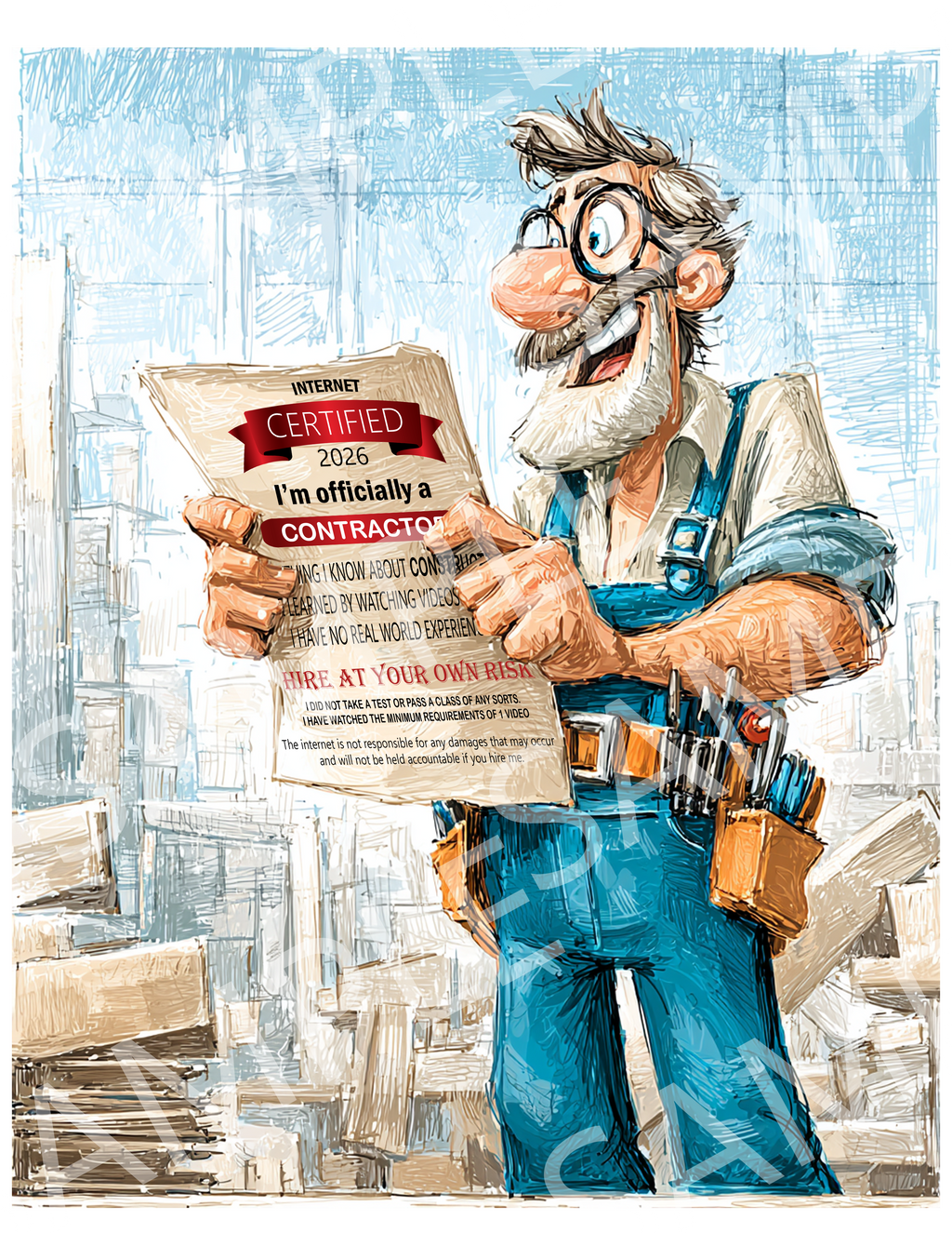 Contractor Certified Tee — Funny Construction Worker Shirt (I’m Officially a Contractor)