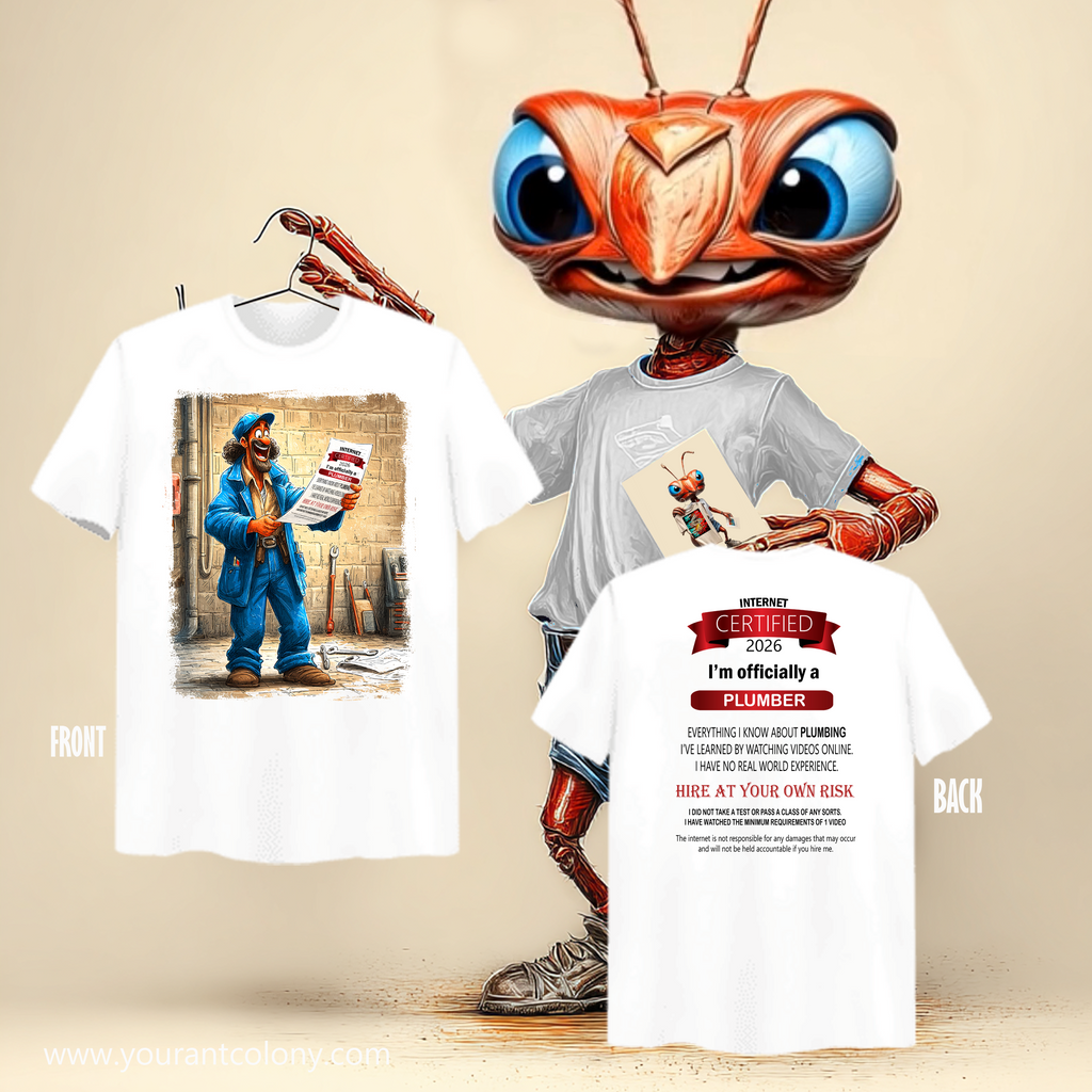 Plumber Certified Tee — "I’m officially a Plumber" Cotton Crew T-Shirt