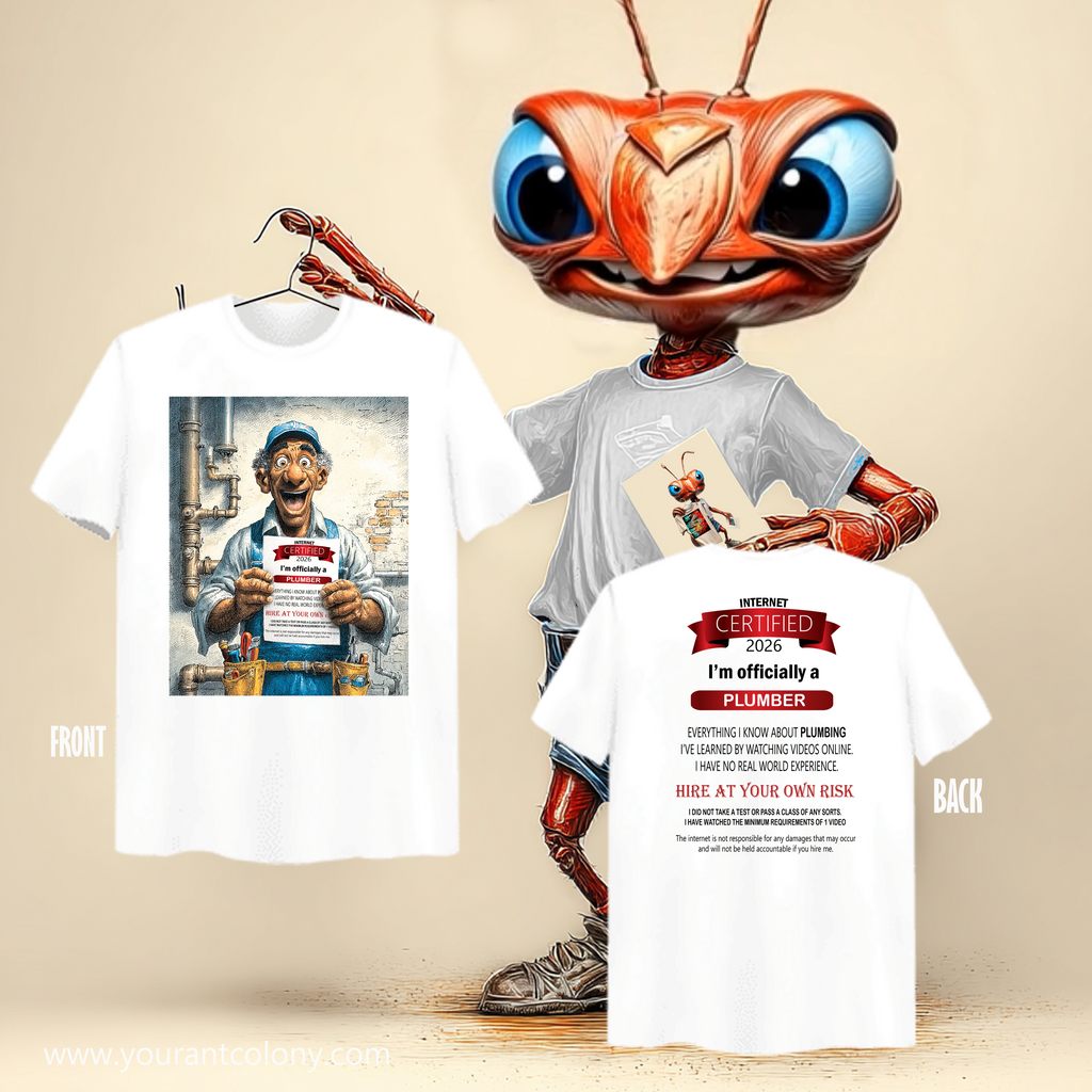 Plumber Certified 2026 T-Shirt — I'm Officially a Plumber Novelty Tee