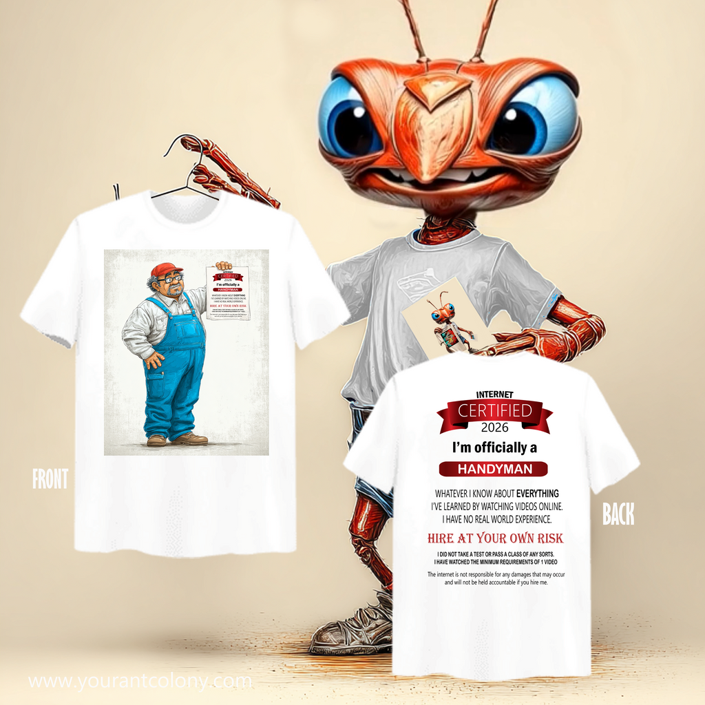 Handyman Certified T-Shirt — "I'm Officially a Handyman" Crew Tee