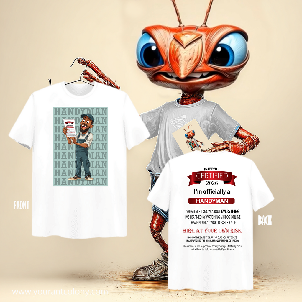 Handyman Certified T-Shirt — "I'm Officially a Handyman" Crew Tee