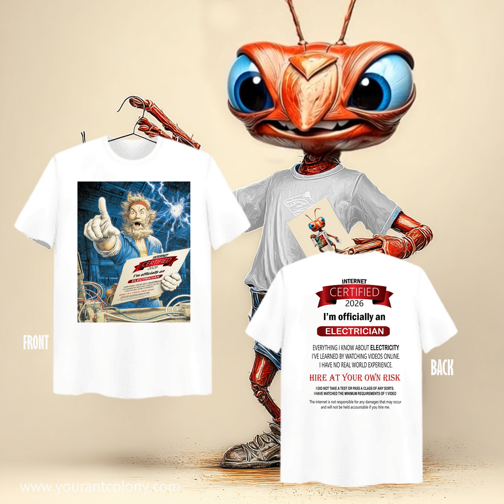 Certified Electrician Tee – 'I'm Officially an Electrician' Crew Shirt