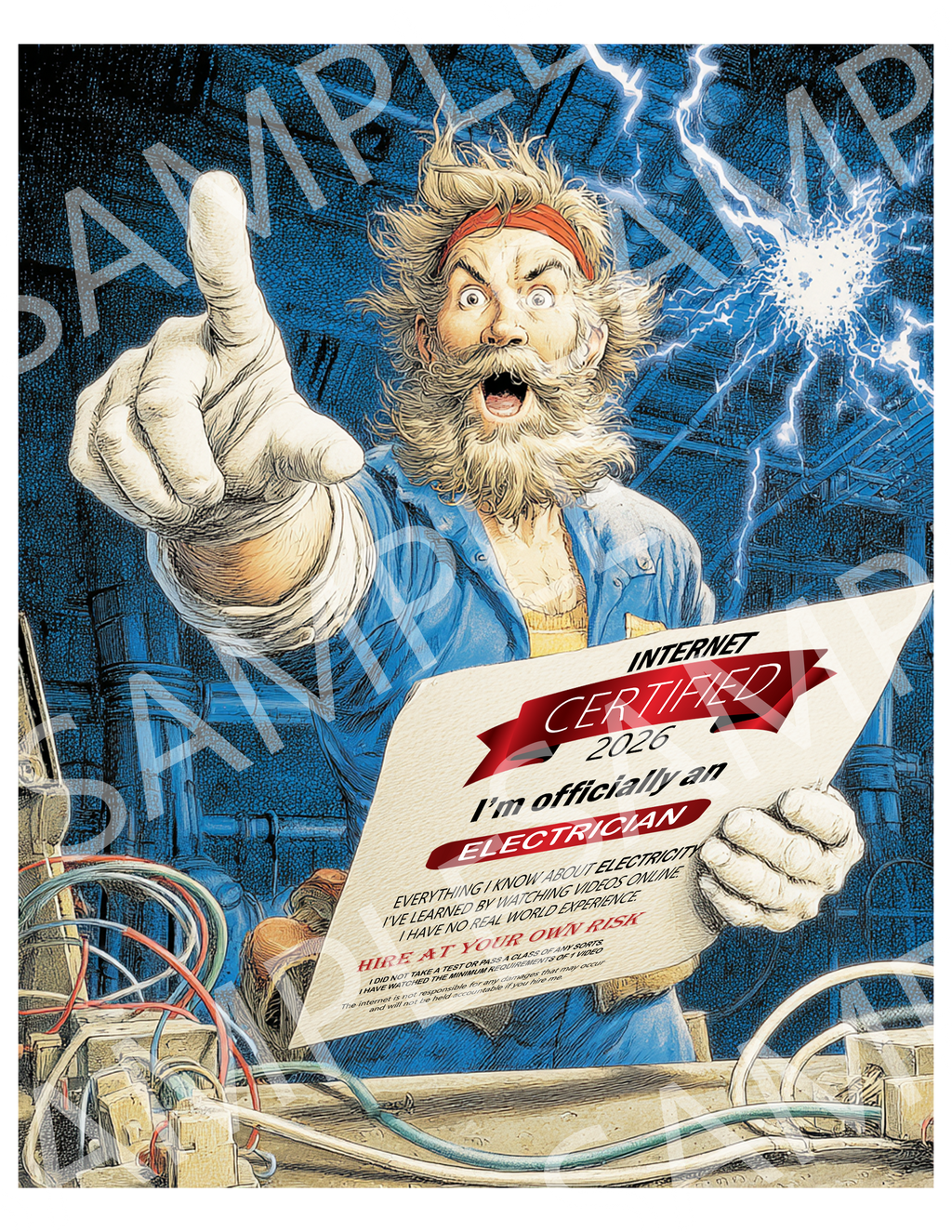 Certified Electrician Tee – 'I'm Officially an Electrician' Crew Shirt
