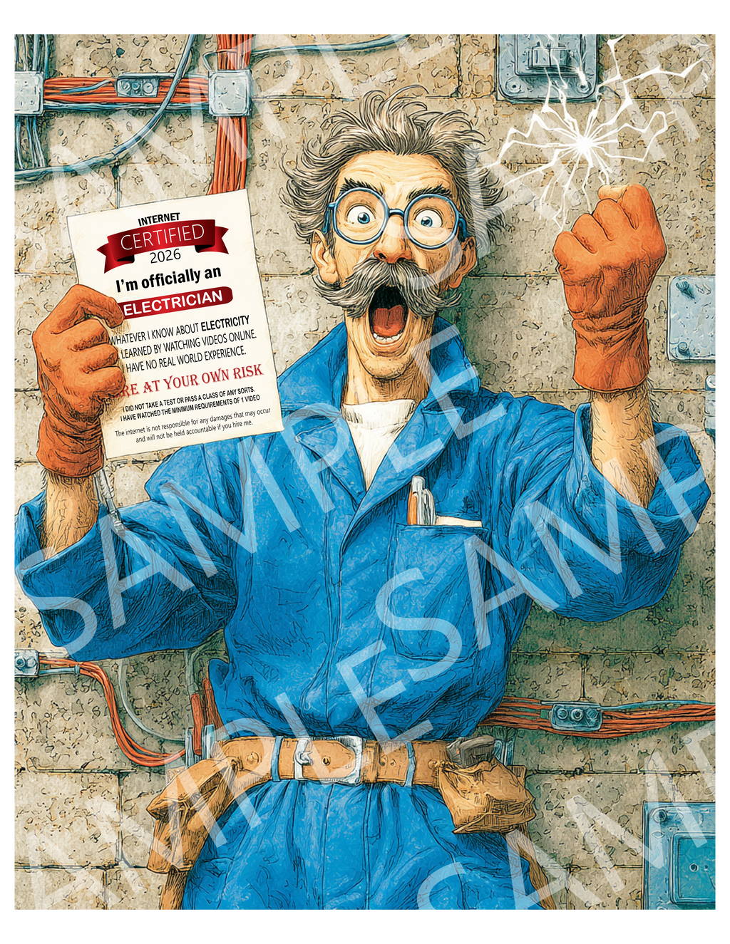 Certified Electrician T-Shirt — "I'm Officially an Electrician" Crew Tee