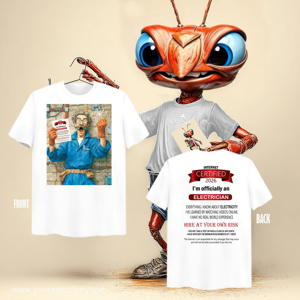 Certified Electrician T-Shirt — "I'm Officially an Electrician" Crew Tee