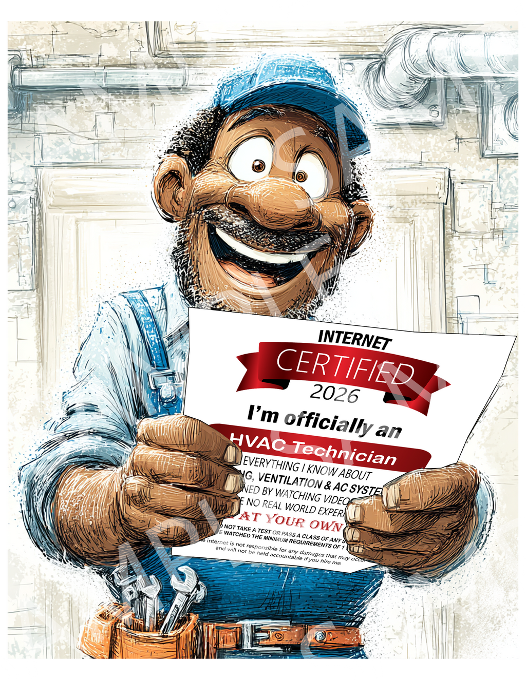 HVAC Technician T‑Shirt — "Certified HVAC Technician" Funny Trade Pride Tee