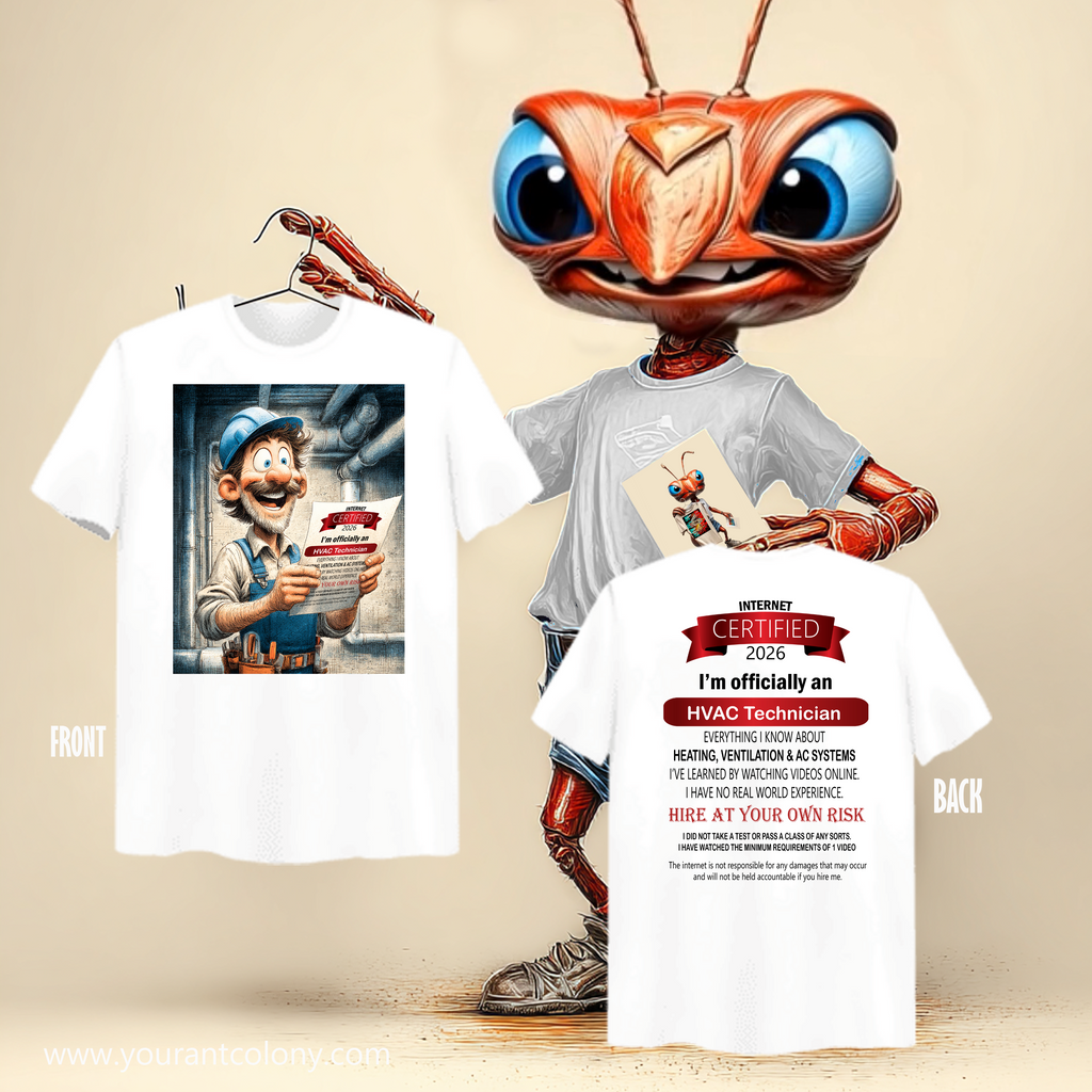 HVAC Technician T‑Shirt — “Certified HVAC Technician” Funny Work Tee