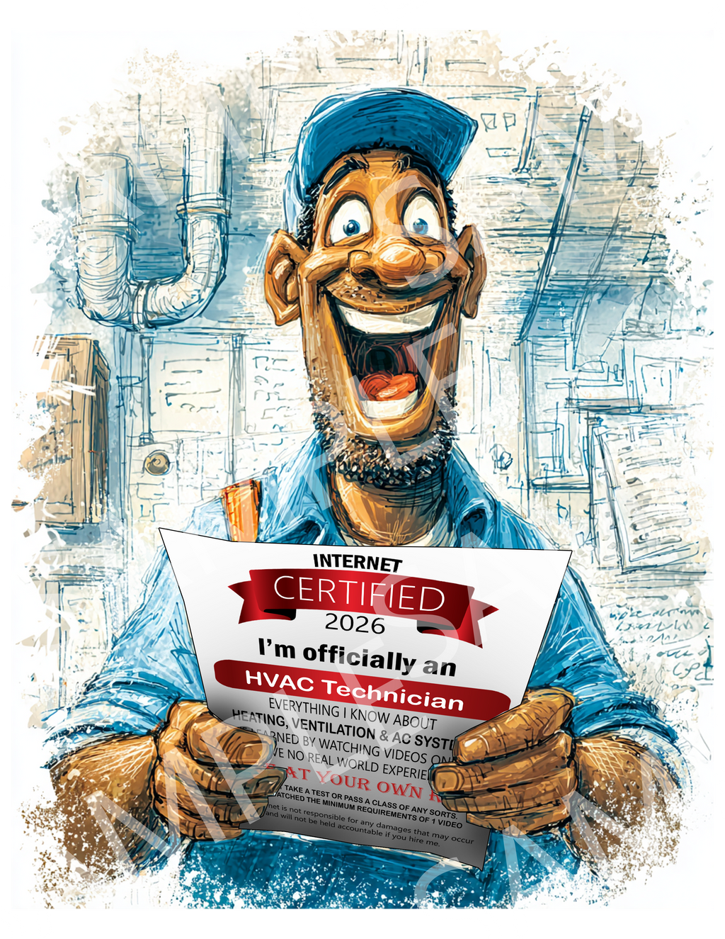 HVAC Technician T‑Shirt — "Certified HVAC Technician" Funny Tradesman Tee