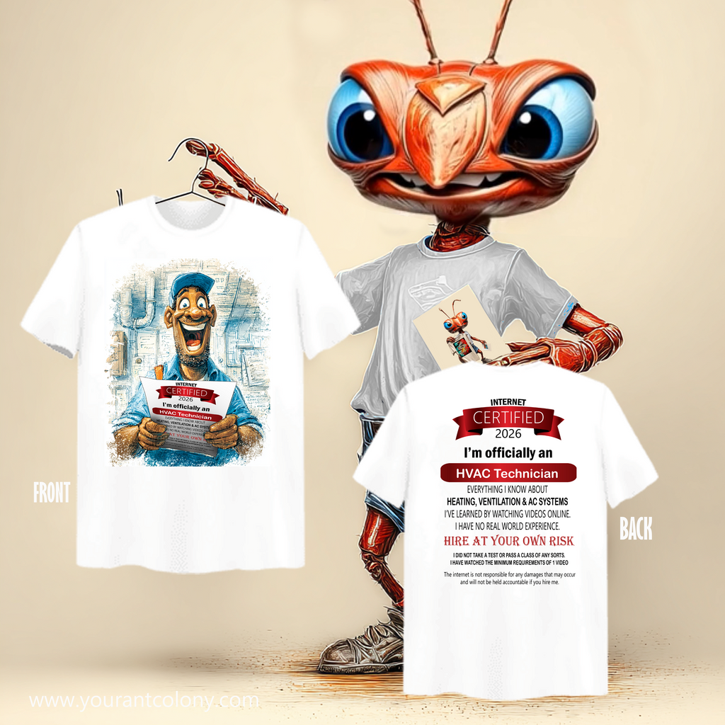 HVAC Technician T‑Shirt — "Certified HVAC Technician" Funny Tradesman Tee
