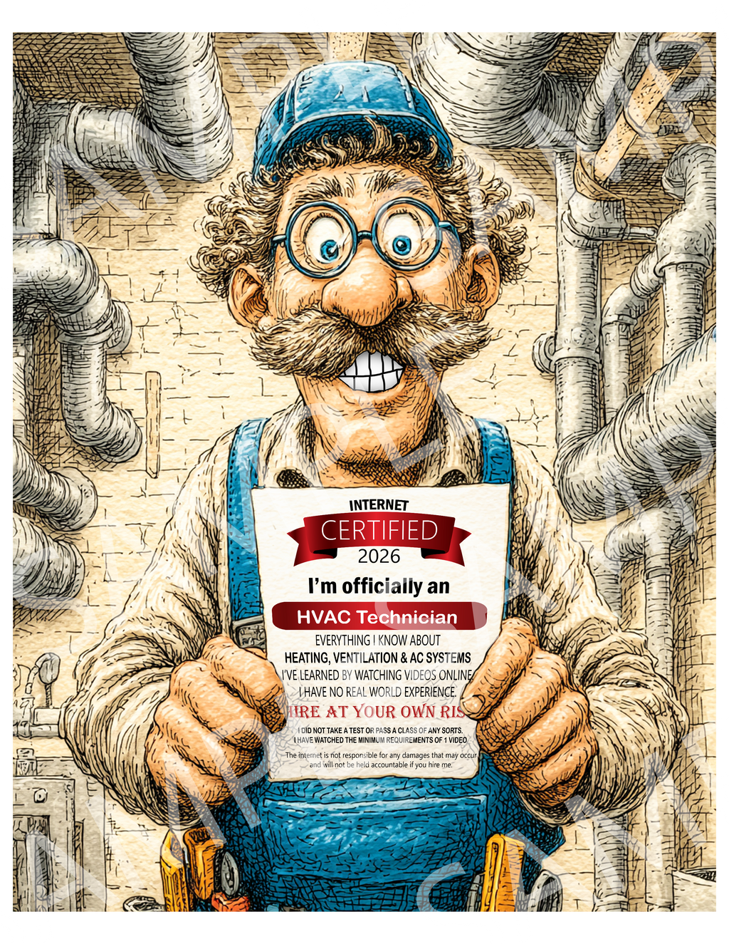 HVAC Technician T-Shirt — 'Certified HVAC Technician' Funny Tradesman Tee