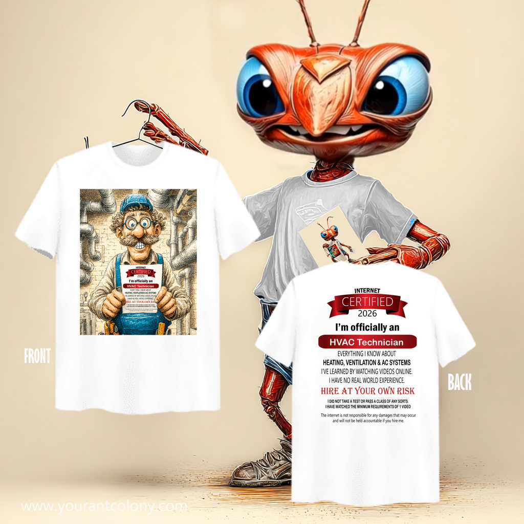 HVAC Technician T-Shirt — 'Certified HVAC Technician' Funny Tradesman Tee