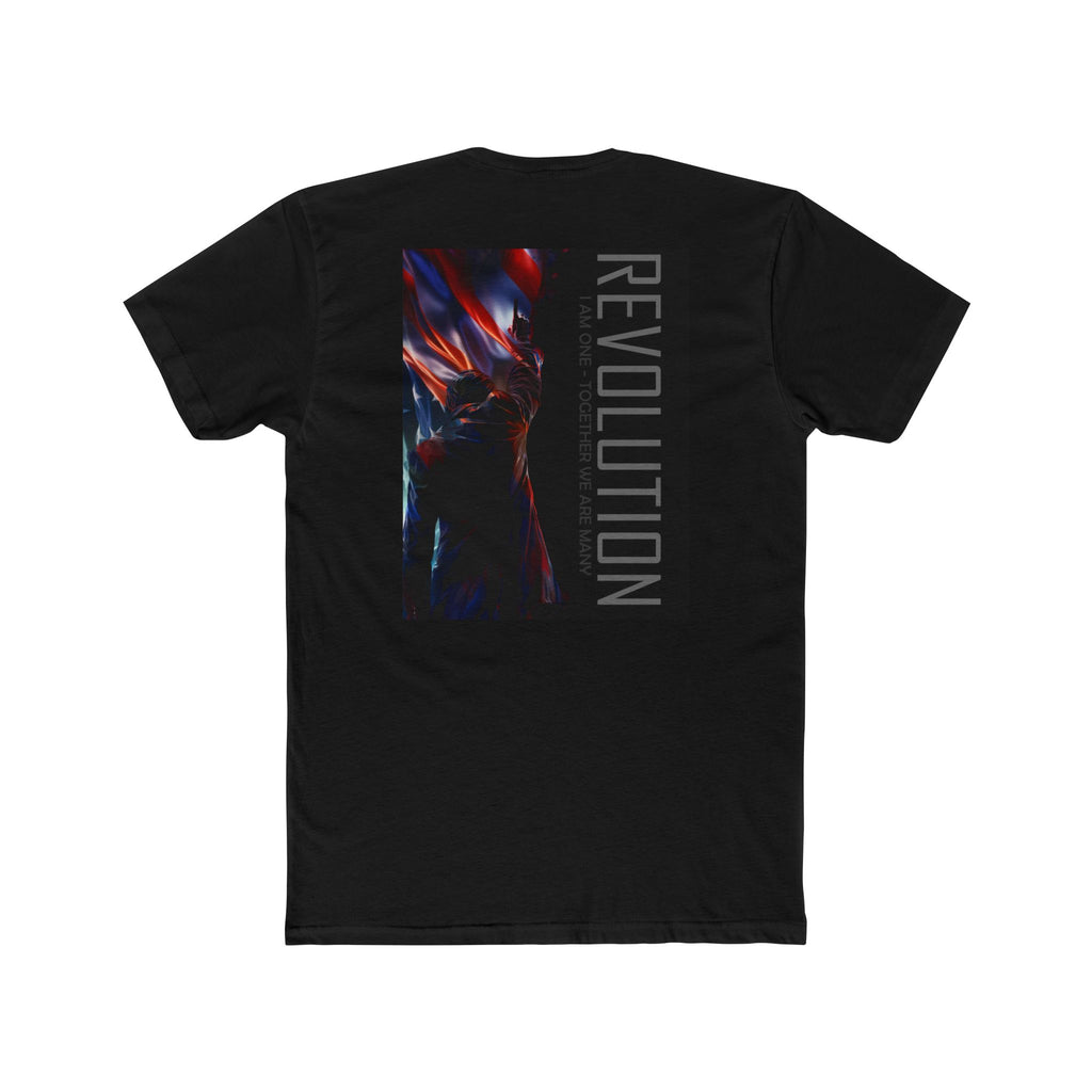 Revolution Graphic Tee — “I AM ONE” Minimal Front, Flag Art Back