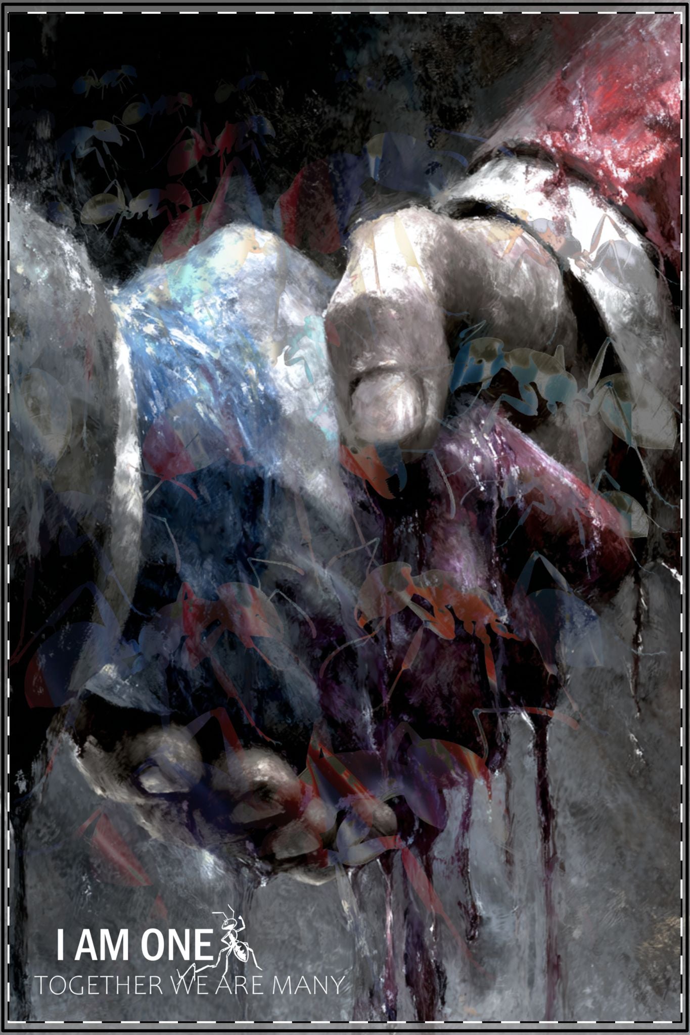 Satin Poster — "I AM ONE" Unity Art Print (Hands Holding Flag, Inspirational Wall Decor)
